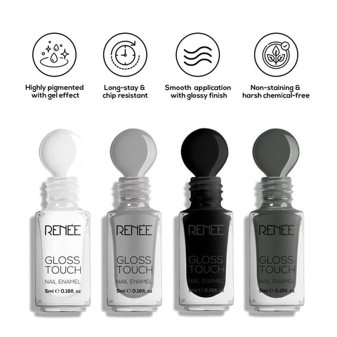 RENEE Gloss Touch Set of 4 Nail Enamels, 5ml each - Renee Cosmetics