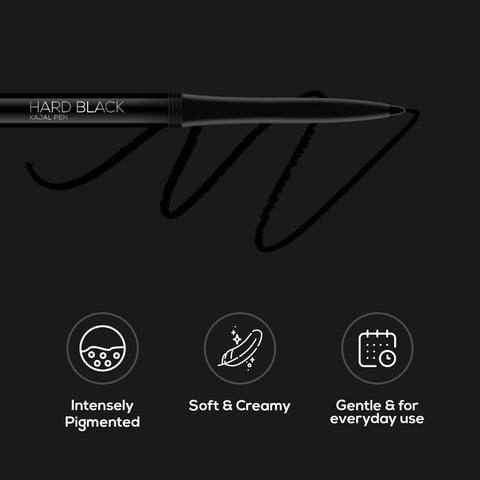 RENEE Hard Black Kajal Pen with Sharpener 0.35gm - Renee Cosmetics