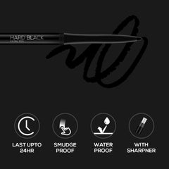RENEE Hard Black Kajal Pen with Sharpener 0.35gm - Renee Cosmetics