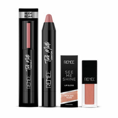 RENEE Nude Roar Lip Crayon & Nice And Nude Lip Gloss Combo - Renee Cosmetics