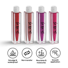 RENEE Stay With Me Matte Liquid Lipsticks Combo of 4, 5ml each - Renee Cosmetics
