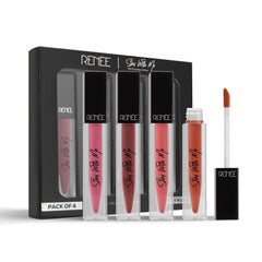 RENEE Stay With Me Matte Liquid Lipsticks Combo of 4, 5ml each - Renee Cosmetics