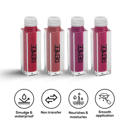 RENEE Stay With Me Minis Matte Liquid Lipsticks Combo of 4, 2ml each - Renee Cosmetics