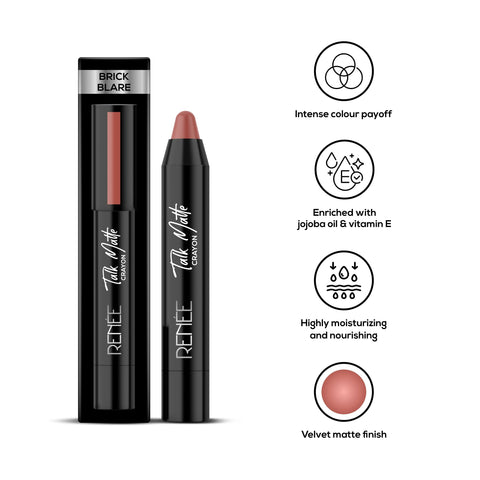 RENEE Talk Matte Crayon Lipstick 4.5gm - Renee Cosmetics