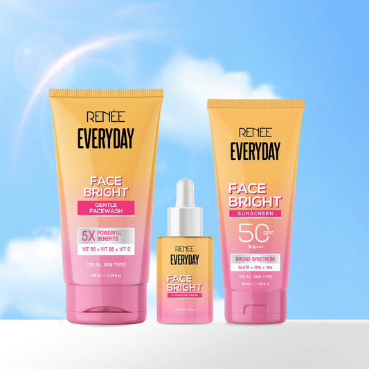 RENEE Everyday Face Bright Skincare Trio With Face Wash, Illuminating Serum & In-Vivo Tested Sunscreen SPF 50 PA+++