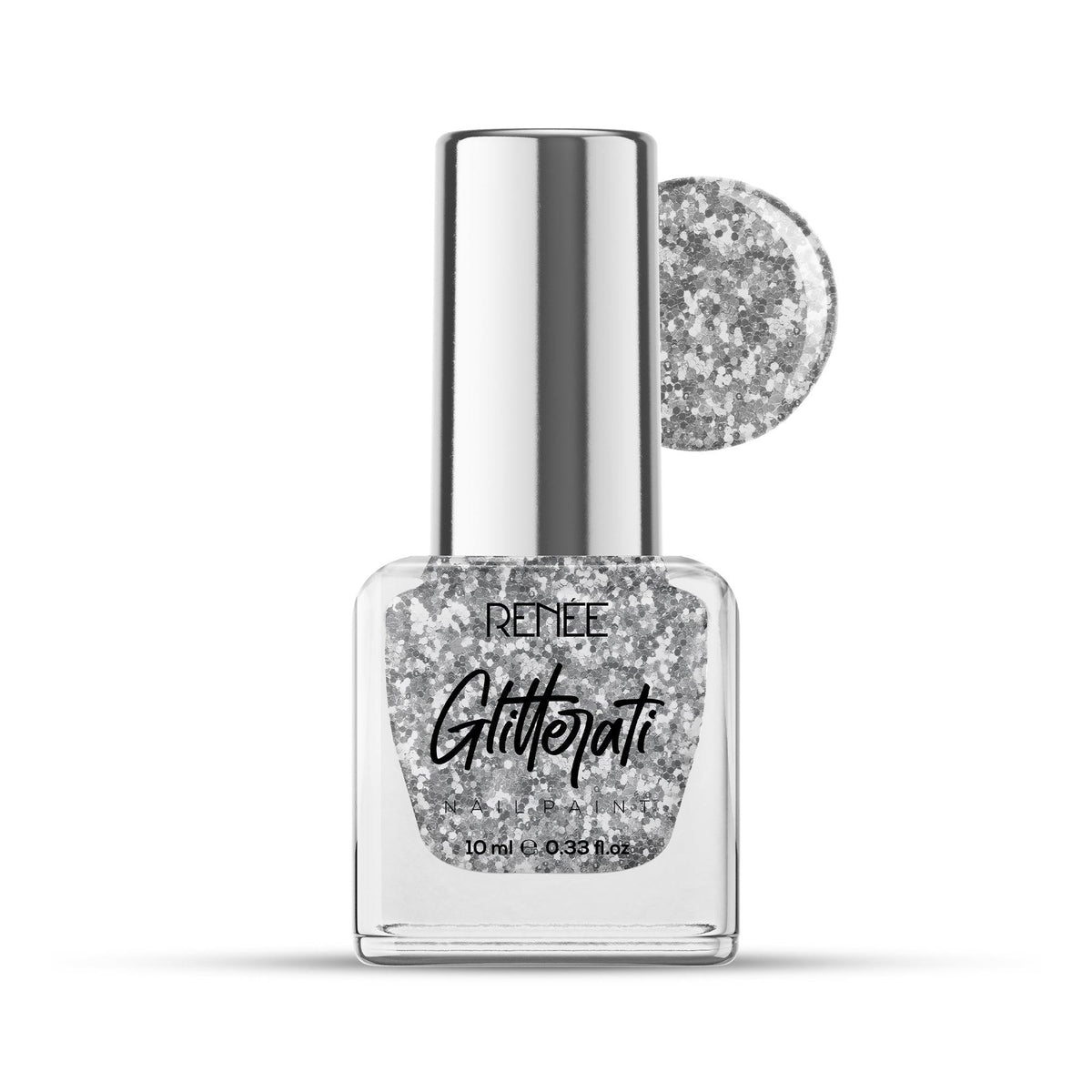 RENEE Glitterati Nail Paint 10ml - Silver Confetti